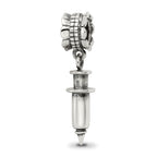 Sterling Silver 925 Syringe Dangle Bead with Antiqued Finish Elegant Charm