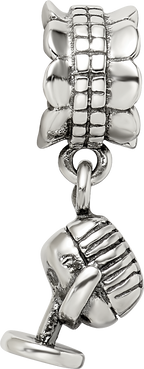 Sterling Silver 925 Microphone Dangle Bead with Antiqued Finish, Casted Solid Design