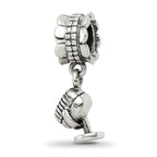 Sterling Silver 925 Microphone Dangle Bead with Antiqued Finish, Casted Solid Design