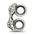 Sterling Silver 925 Connector Bead with Pink CZ Antique Finish Elegant Design