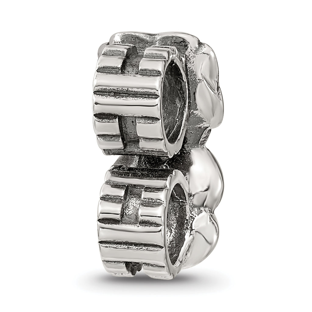 Sterling Silver 925 Connector Bead with Pink CZ Antique Finish Elegant Design