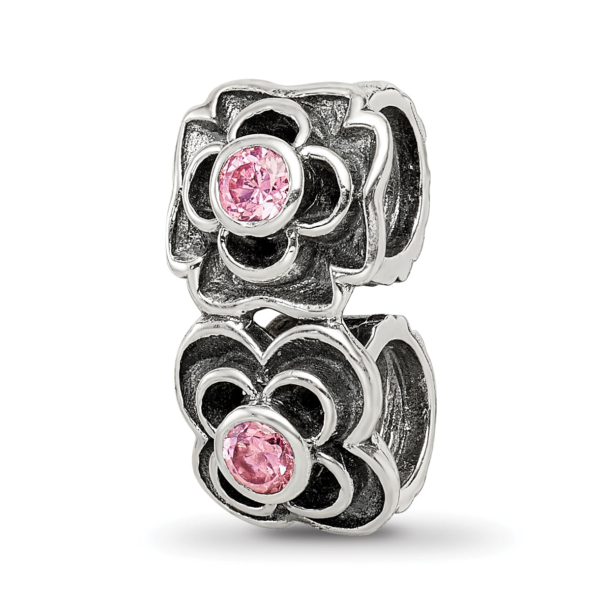 Sterling Silver Reflections Pink CZ Connector Bead Main image