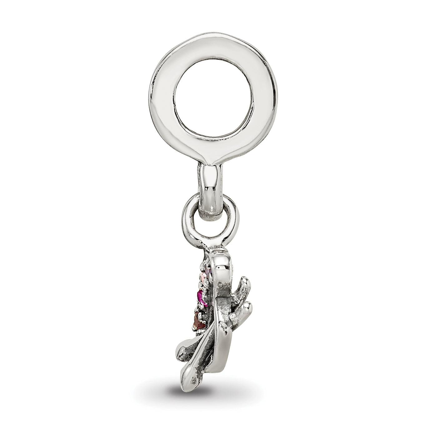 Sterling Silver 925 Artist Palette Dangle Bead with Multi-Color CZ Stones