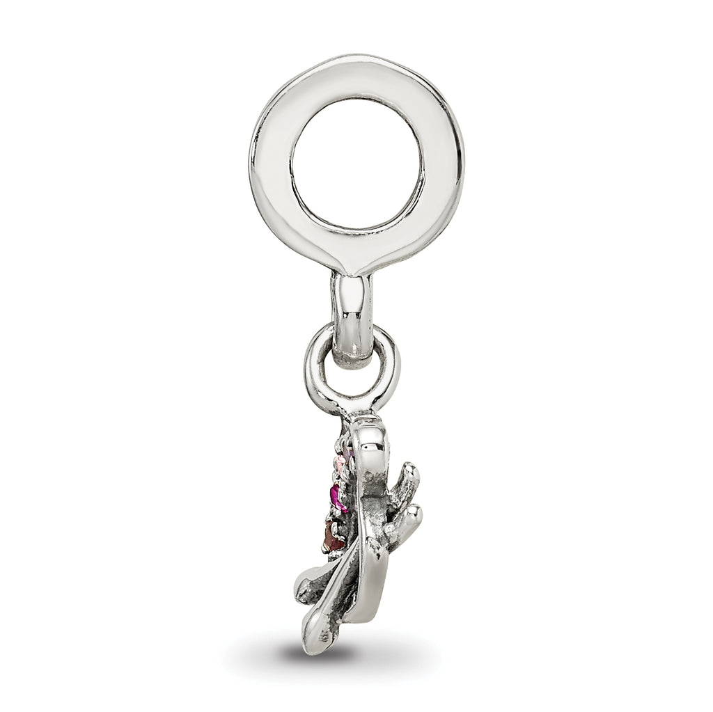 Sterling Silver 925 Artist Palette Dangle Bead with Multi-Color CZ Stones
