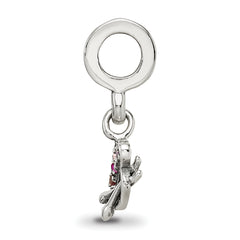 Sterling Silver 925 Artist Palette Dangle Bead with Multi-Color CZ Stones