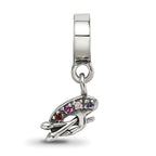 Sterling Silver 925 Artist Palette Dangle Bead with Multi-Color CZ Stones