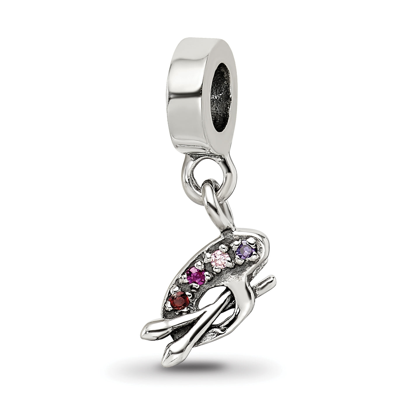 Sterling Silver Reflections Artist Palette Multi-color CZ Dangle Bead Main image