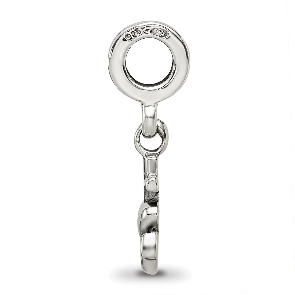 Sterling Silver 925 Dangle Bead with Heart, Cross & Anchor Charm Polished Finish