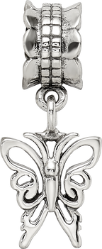 Sterling Silver 925 Butterfly Dangle Bead with Antiqued Finish Elegant Design