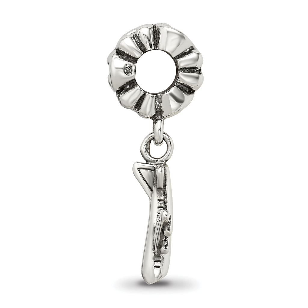 Sterling Silver 925 Airplane Dangle Bead with Antiqued Finish