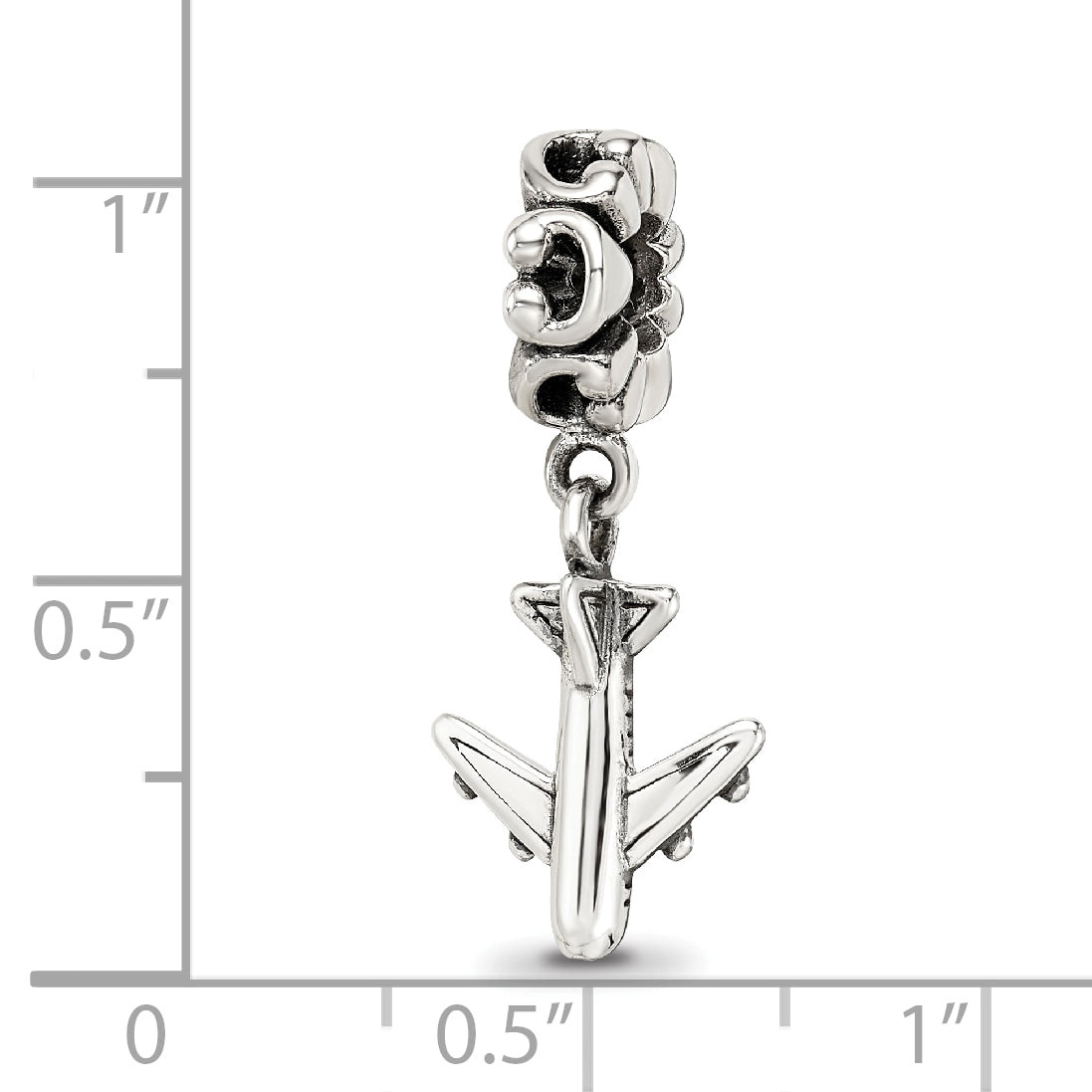 Sterling Silver Reflections Airplane Dangle Bead