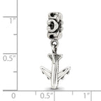 Sterling Silver 925 Airplane Dangle Bead with Antiqued Finish