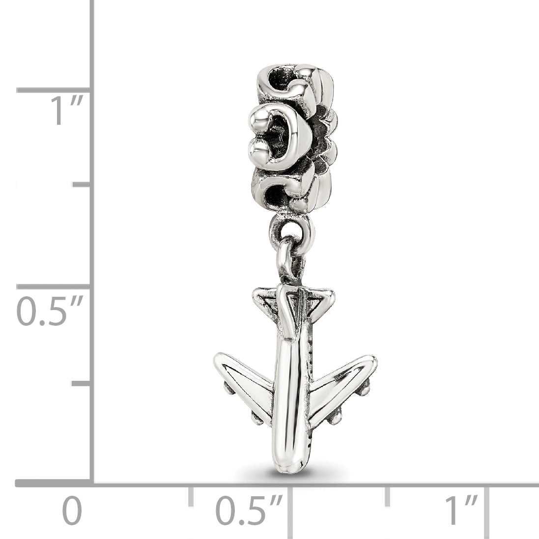 Sterling Silver 925 Airplane Dangle Bead with Antiqued Finish