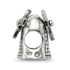 Sterling Silver 925 Windmill Bead with Antiqued Finish  Themed, Solid, Casted