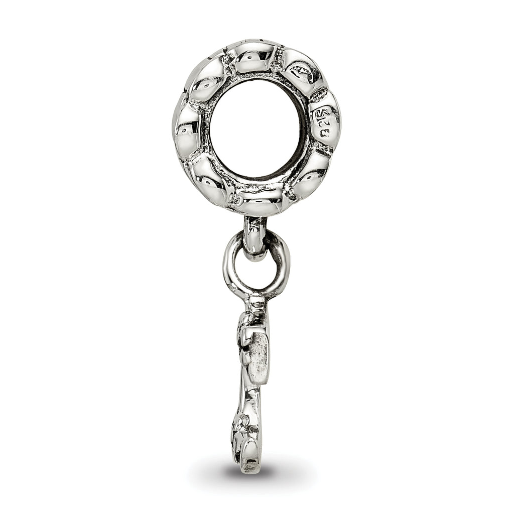 Sterling Silver 925 Letter C Dangle Bead with Antiqued Finish, Solid and Cast
