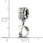 Sterling Silver 925 Antiqued Letter D Dangle Bead Solid Casted Charm