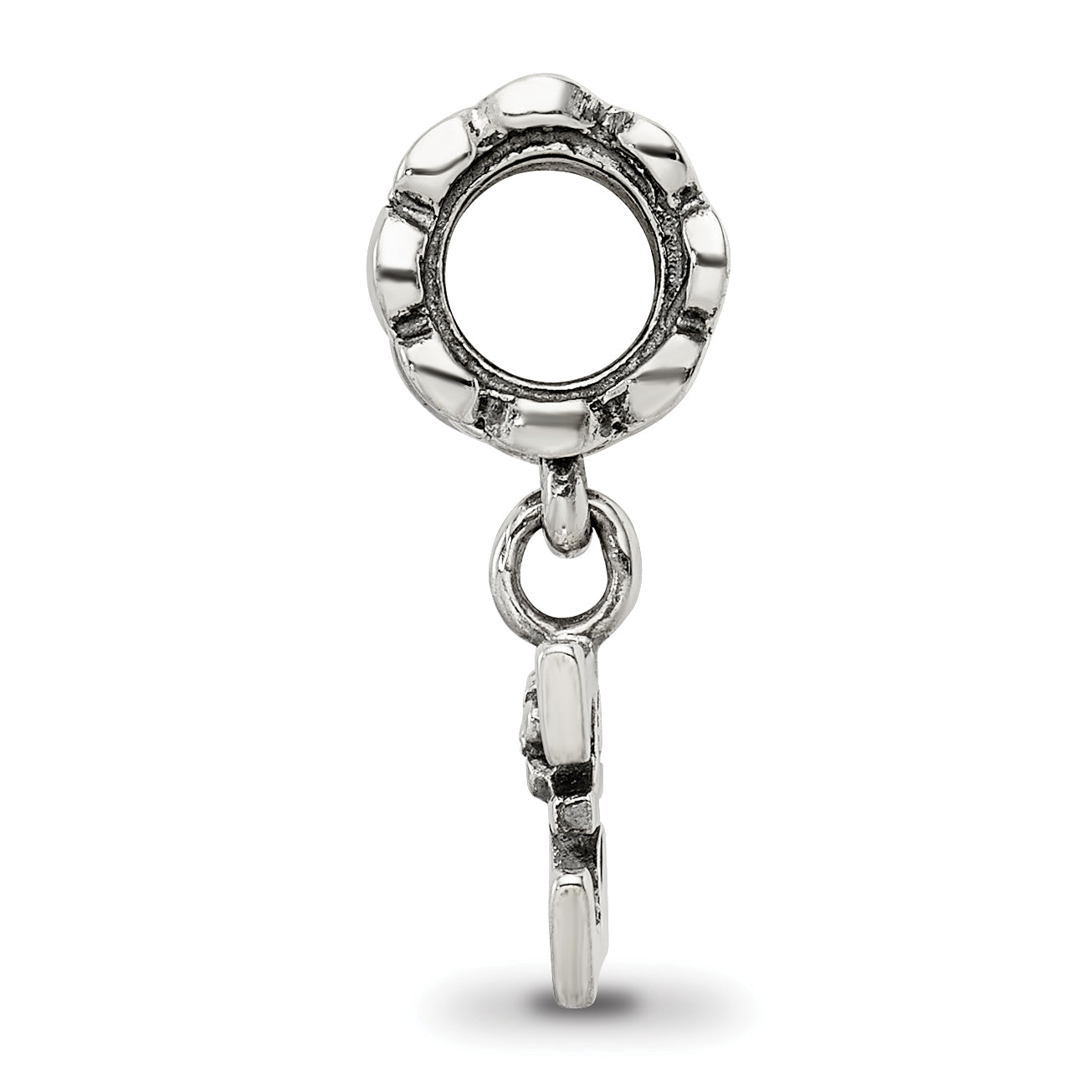 Sterling Silver 925 Letter E Dangle Bead with Antiqued Finish Secondary image
