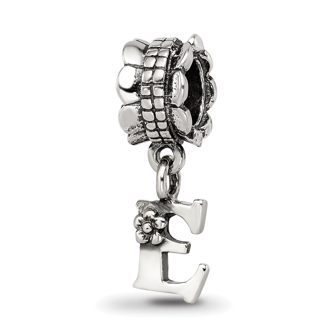 Sterling Silver Reflections Letter E Dangle Bead Main image