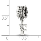 Sterling Silver 925 Antiqued Letter F Dangle Bead Charm by Sophia Jewelers