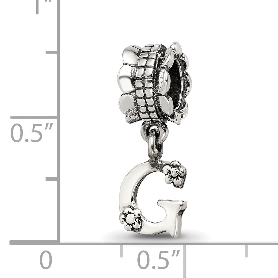 Sterling Silver Reflections Letter G Dangle Bead
