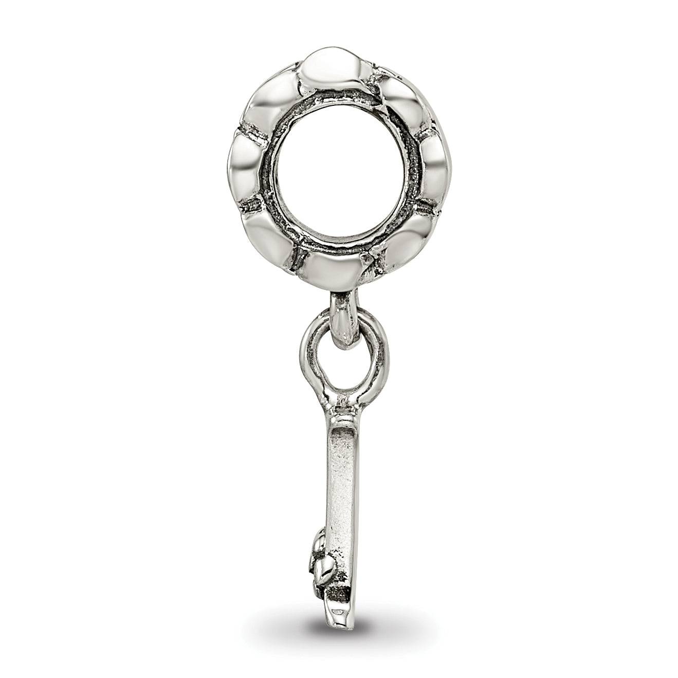 Sterling Silver 925 Antiqued Letter 'I' Dangle Bead  Elegant Cast Design Secondary image