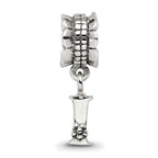 Sterling Silver 925 Antiqued Letter 'I' Dangle Bead  Elegant Cast Design