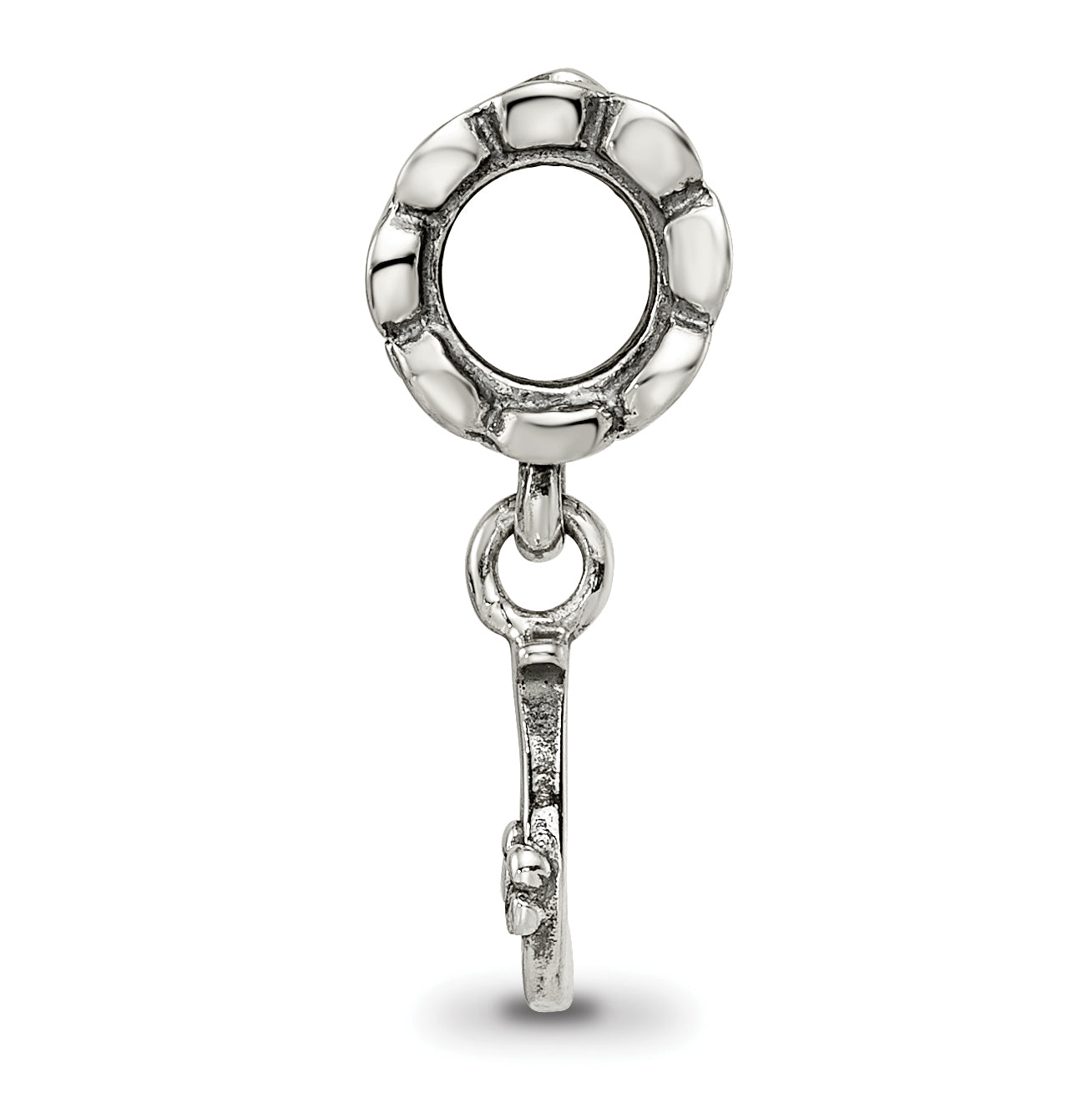 Sterling Silver 925 Letter J Dangle Bead with Antiqued Finish