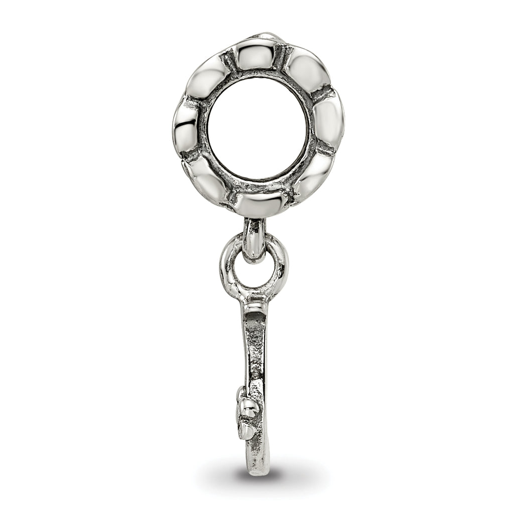 Sterling Silver 925 Letter J Dangle Bead with Antiqued Finish