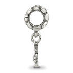 Sterling Silver 925 Letter J Dangle Bead with Antiqued Finish