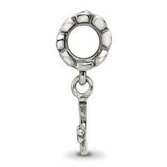 Sterling Silver 925 Letter J Dangle Bead with Antiqued Finish