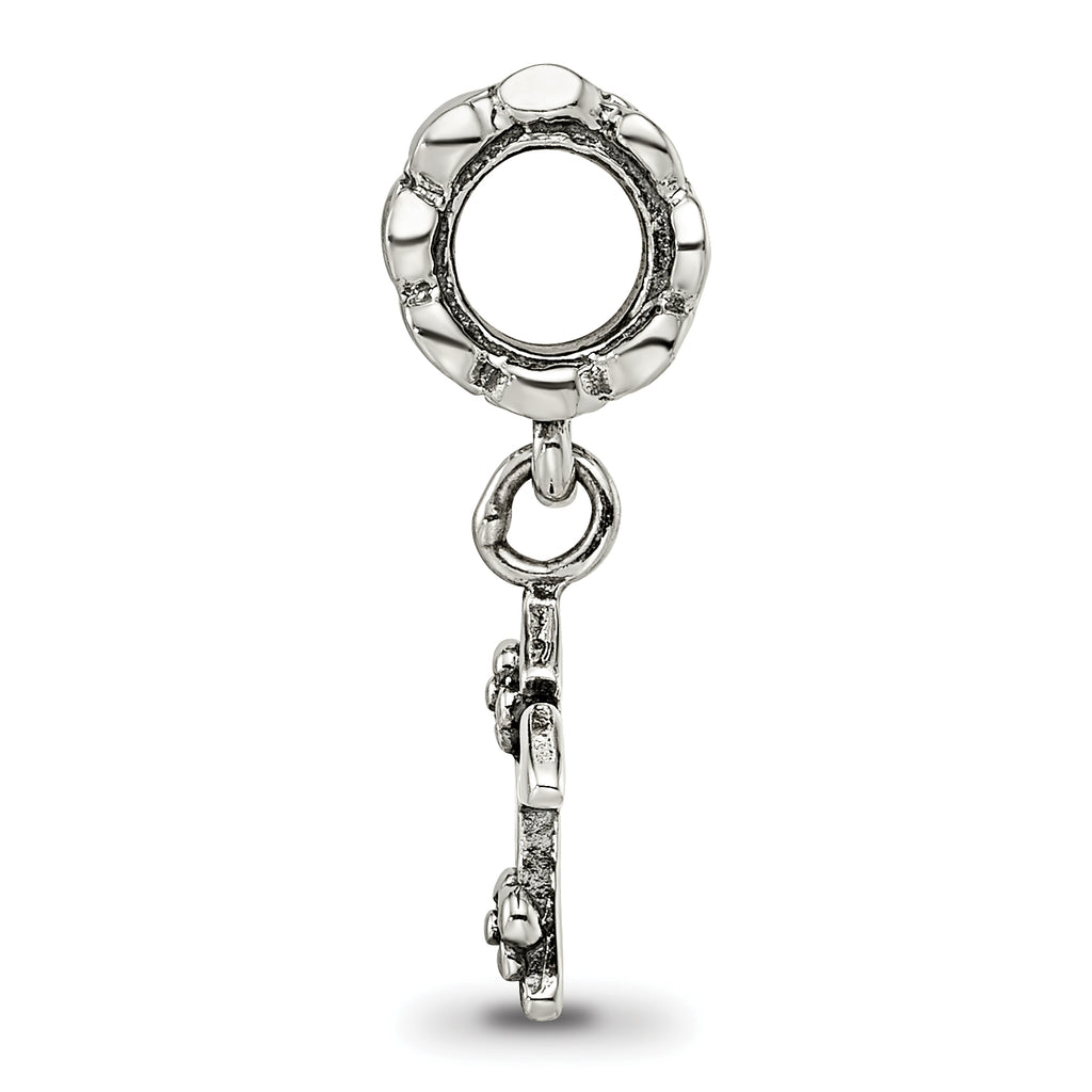 Sterling Silver 925 Letter K Dangle Bead with Antiqued Finish Solid Charm