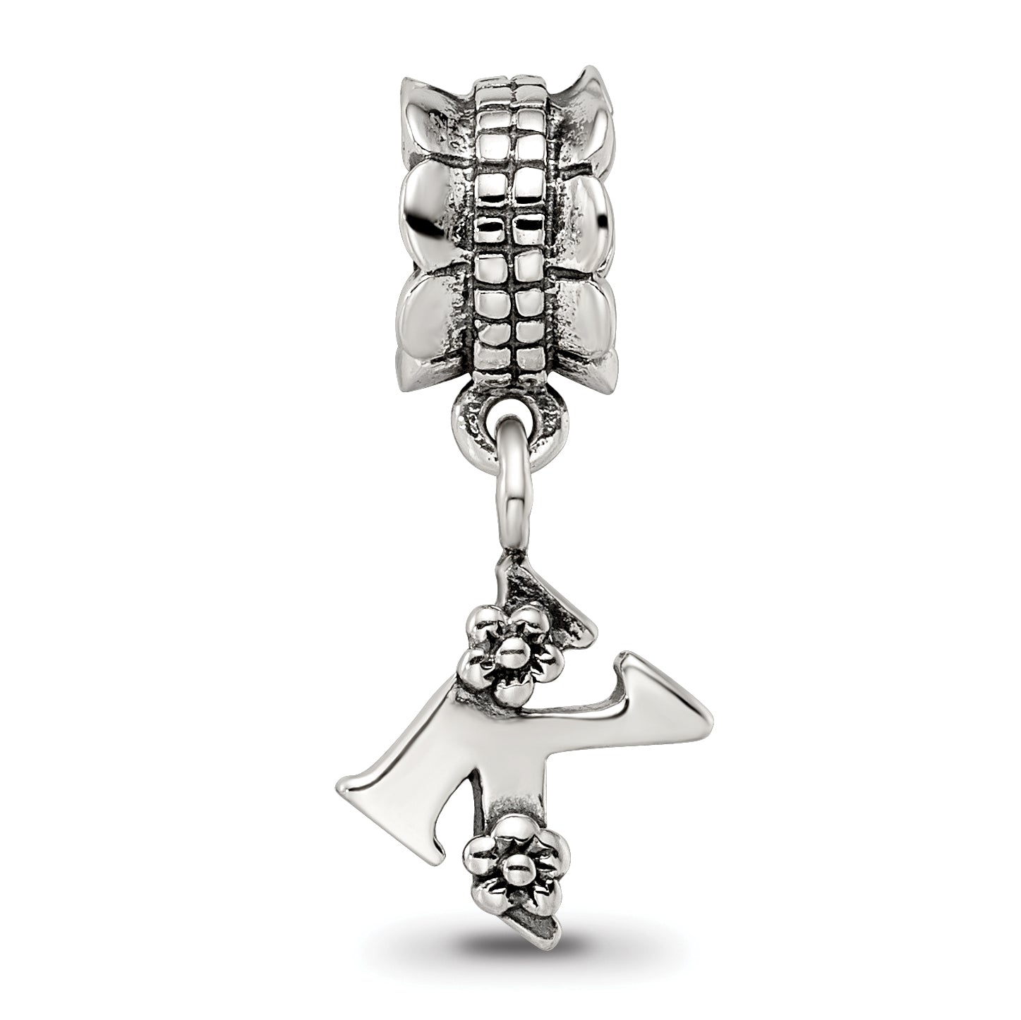 Sterling Silver Reflections Letter K Dangle Bead