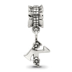 Sterling Silver 925 Letter K Dangle Bead with Antiqued Finish Solid Charm