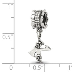 Sterling Silver Reflections Letter K Dangle Bead