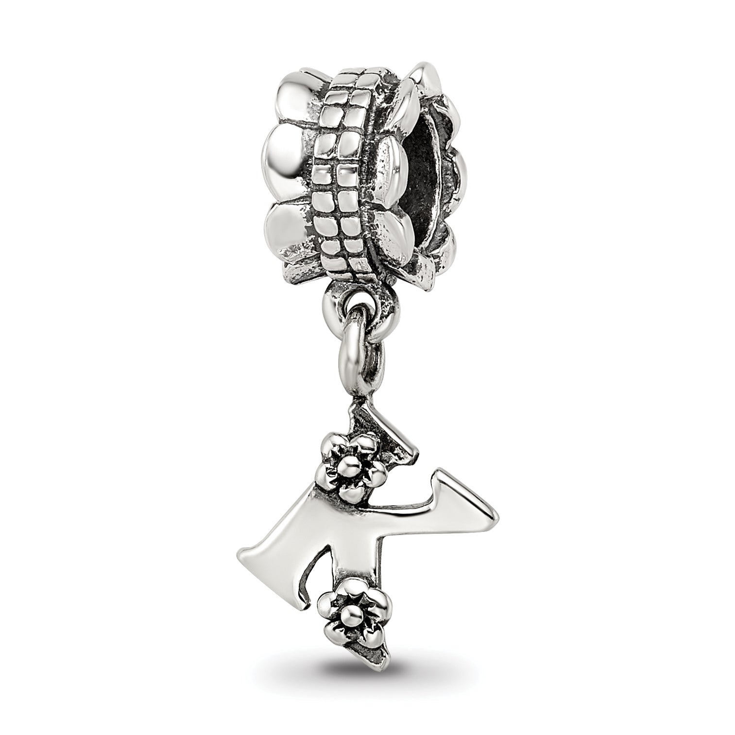Sterling Silver Reflections Letter K Dangle Bead Main image