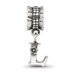 Sterling Silver 925 L Dangle Bead with Antiqued Finish
