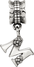 Sterling Silver Reflections Letter M Dangle Bead