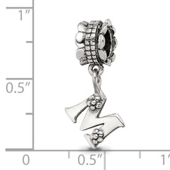 Sterling Silver Reflections Letter M Dangle Bead
