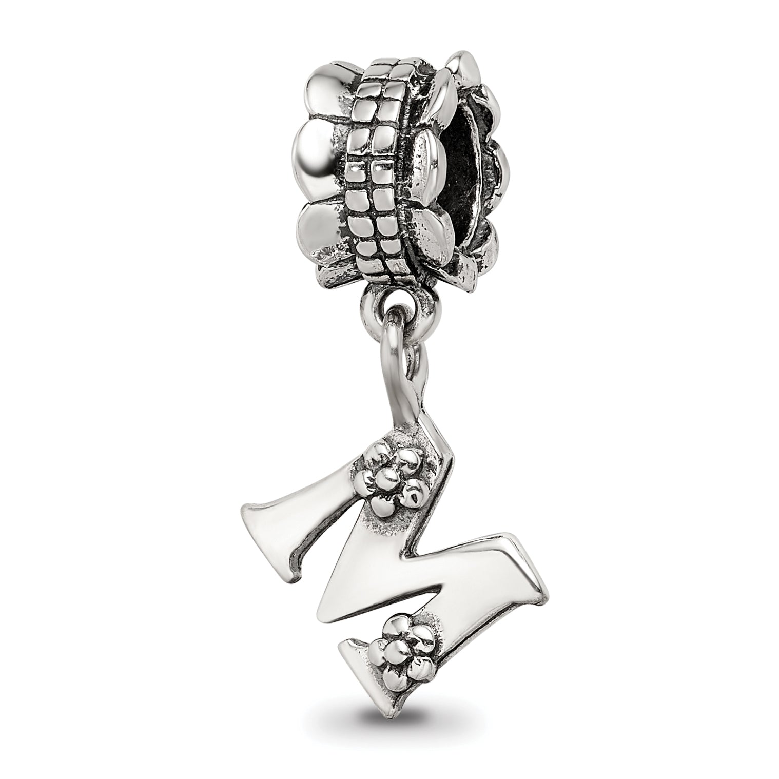 Sterling Silver Reflections Letter M Dangle Bead Main image