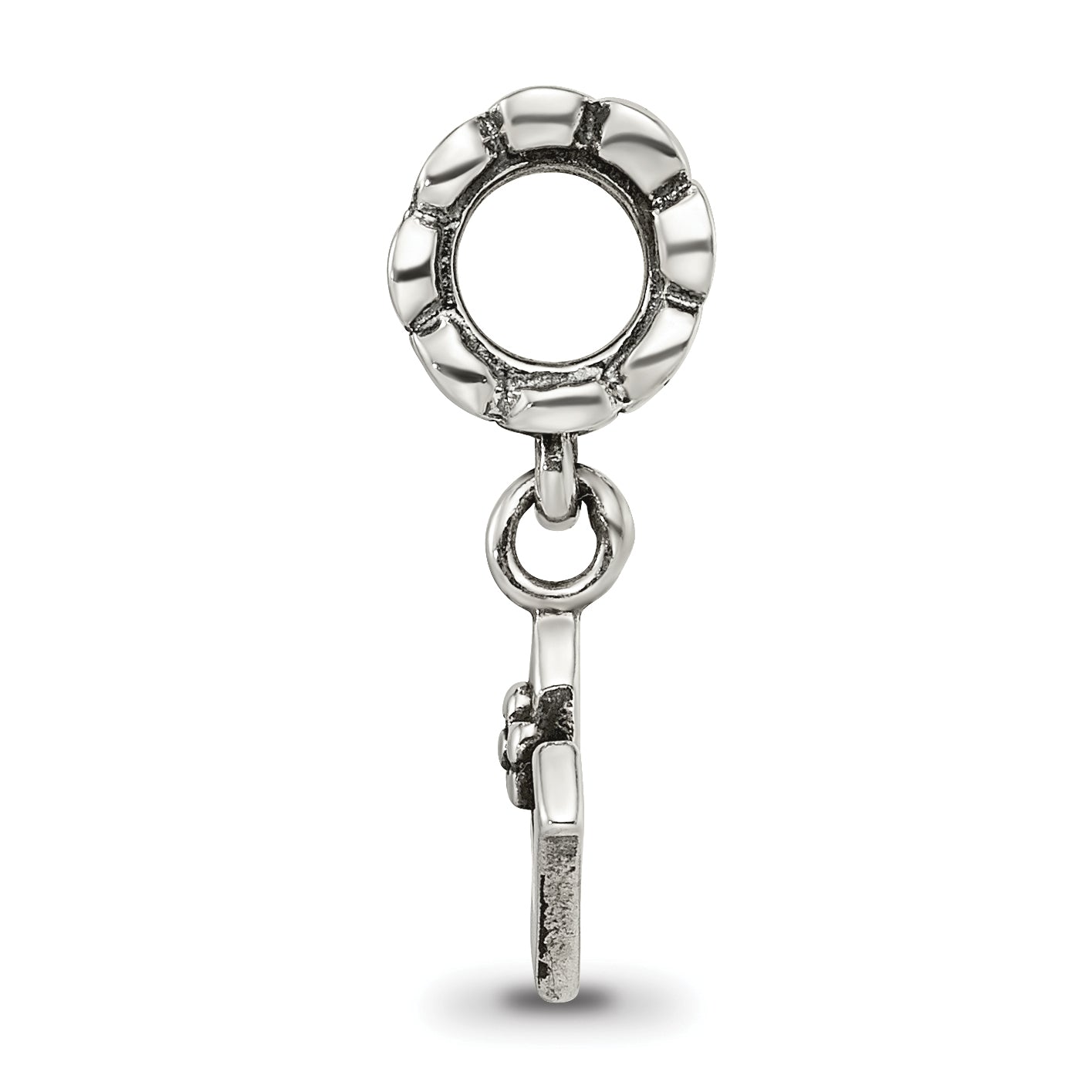 Sophia Jewelers Sterling Silver 925 Letter N Dangle Bead with Antiqued Finish