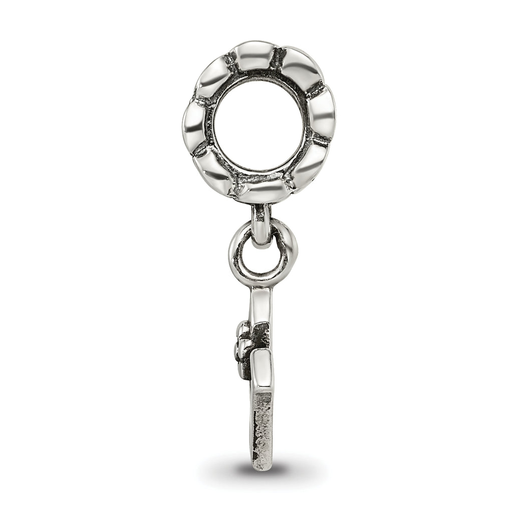 Sophia Jewelers Sterling Silver 925 Letter N Dangle Bead with Antiqued Finish