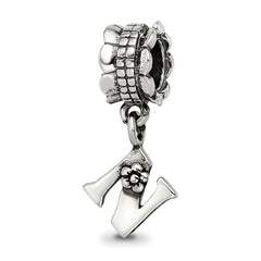Sterling Silver Reflections Letter N Dangle Bead