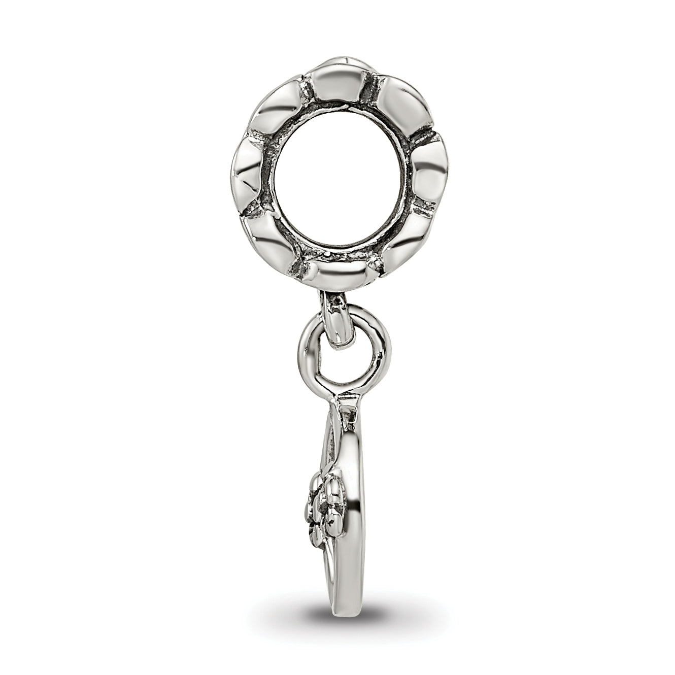 Sterling Silver 925 Letter O Dangle Bead with Antiqued Finish Secondary image