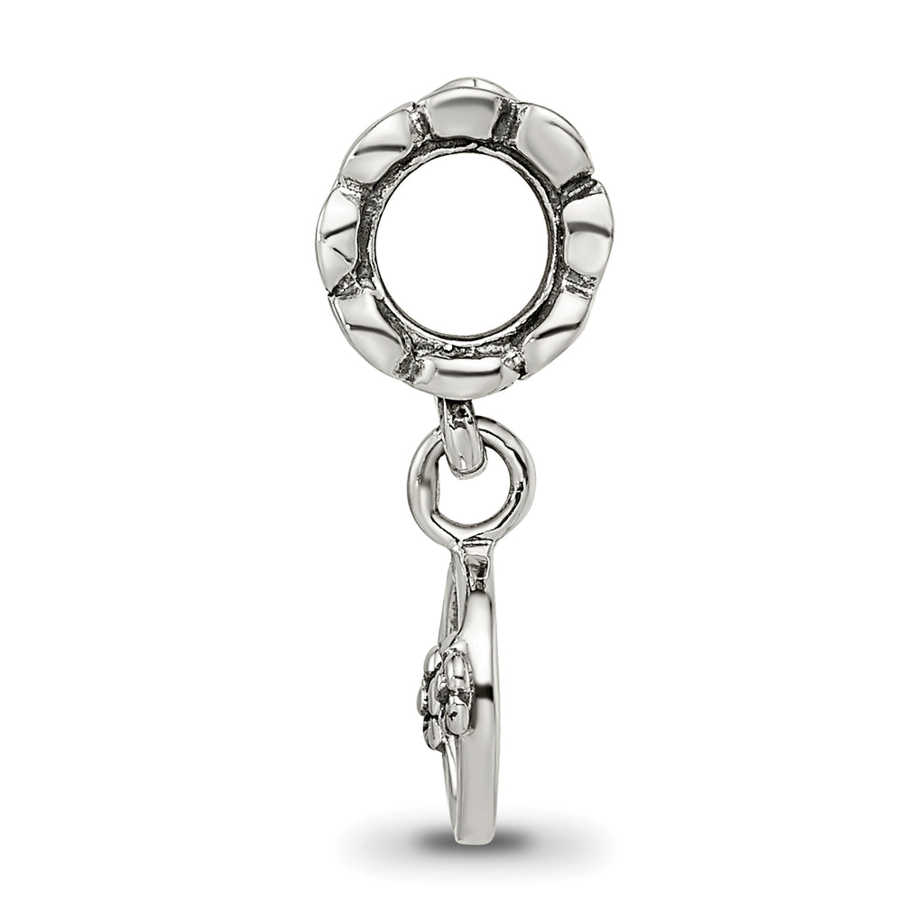 Sterling Silver 925 Letter O Dangle Bead with Antiqued Finish
