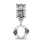 Sterling Silver 925 Letter O Dangle Bead with Antiqued Finish