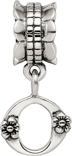 Sterling Silver 925 Letter O Dangle Bead with Antiqued Finish