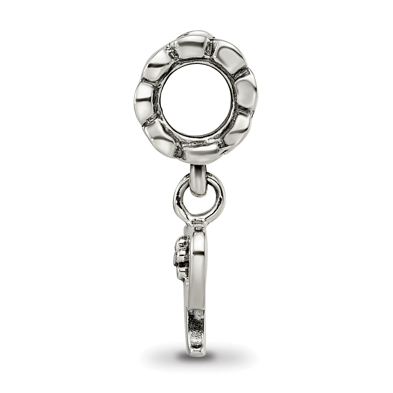 Sterling Silver 925 Letter P Dangle Bead with Antique Finish Solid Secondary image