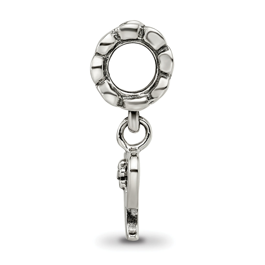 Sterling Silver 925 Letter P Dangle Bead with Antique Finish Solid