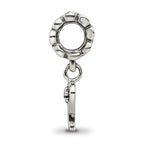 Sterling Silver 925 Letter P Dangle Bead with Antique Finish Solid