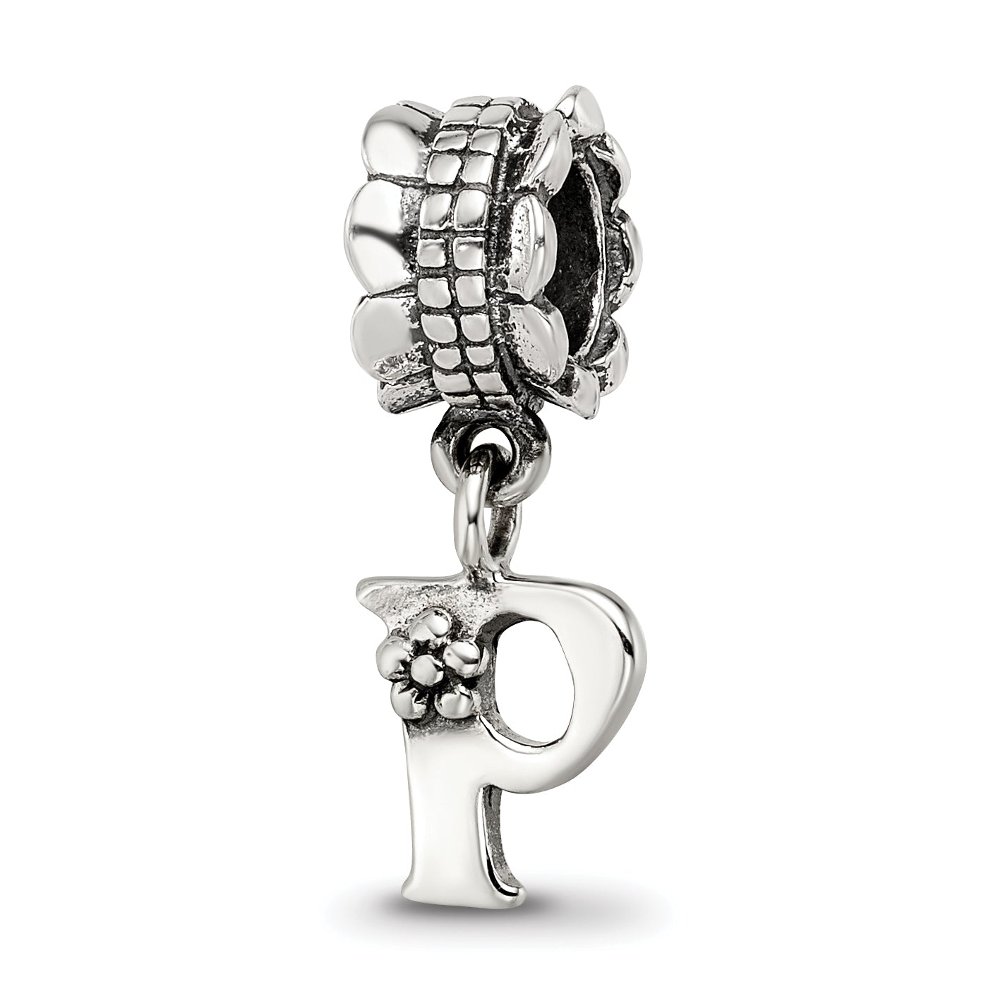 Sterling Silver Reflections Letter P Dangle Bead Main image